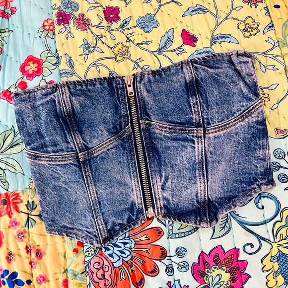 🌺🎉HP🎉🌺 NWT Reformation Ena Denim Bustier Top - Picture 11 of 16